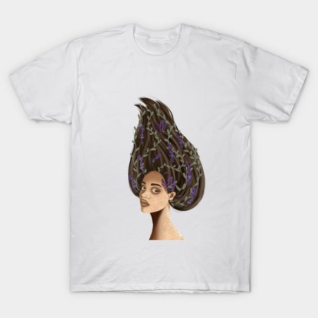 African american woman fairy nymph freckles unique design T-Shirt by Nastya Li